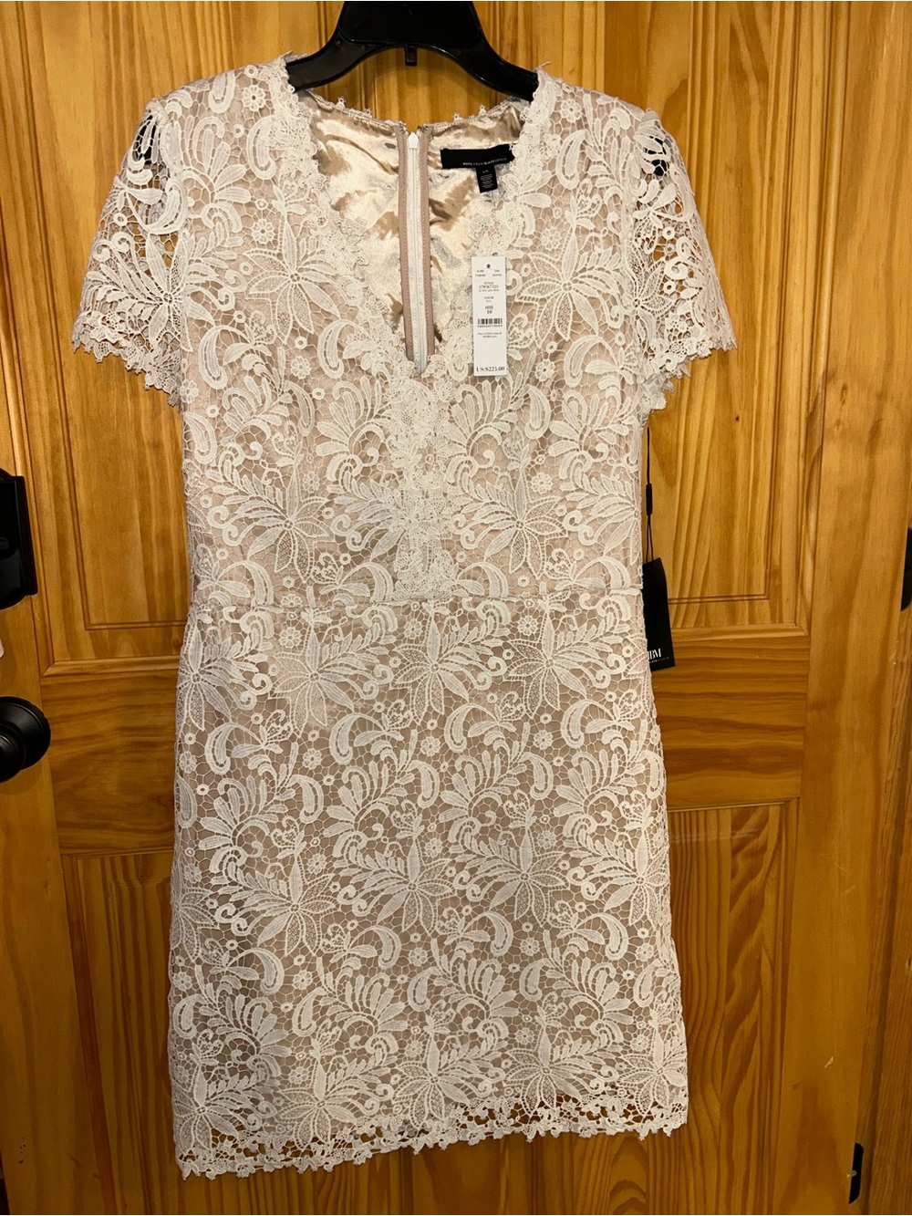 White House Black Market Ivory Lace Short Sleeve Sheath Dress